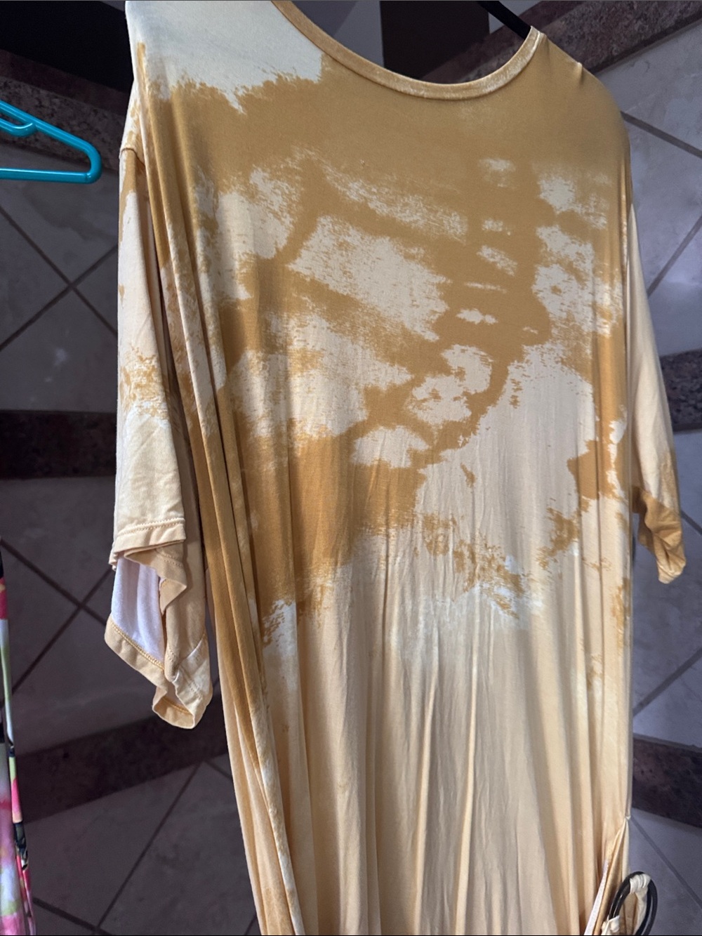 Free People Yellow and Cream Tie-Dye Maxi Dress